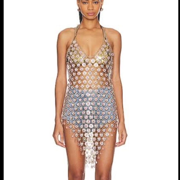 Kelsey Randall x REVOLVE Kelsey Chainmail Dress in Pink & Gold Kelsey Randall - Picture 2 of 10